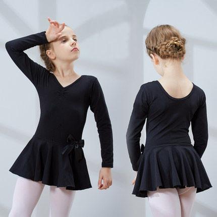 Children's Long sleeve cotton butterfly knot aesthetic style dance costumes  ballet dance leotard dress