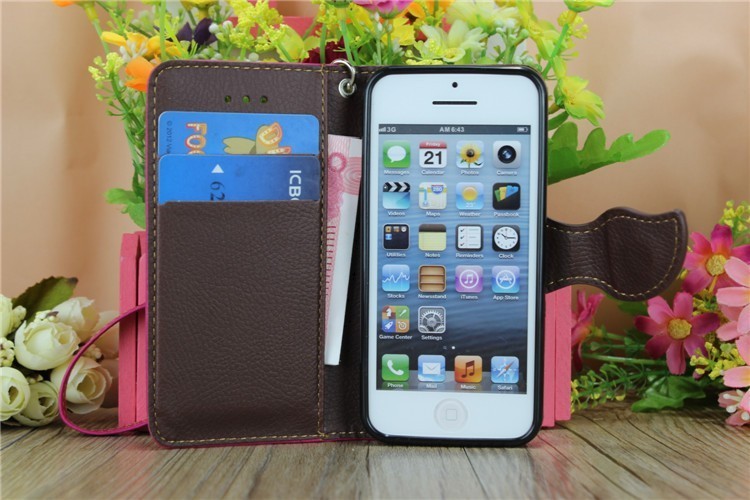 Custom Logo PU Leather Wallet Case Dust Proof With Leaf Pattern Design