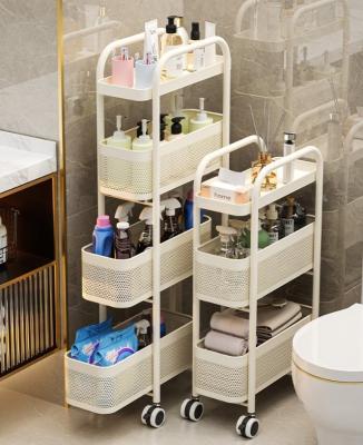 4 Layers Gap Storage Rack Carbon Steel Spray Painted Trolley Modern And Simple