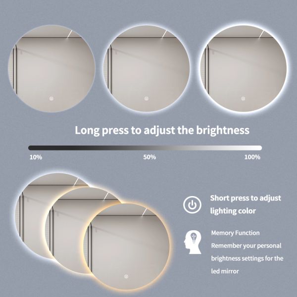 OEM ODM Custom LED Bathroom Mirror , LED Bathroom Touch Screen Mirror