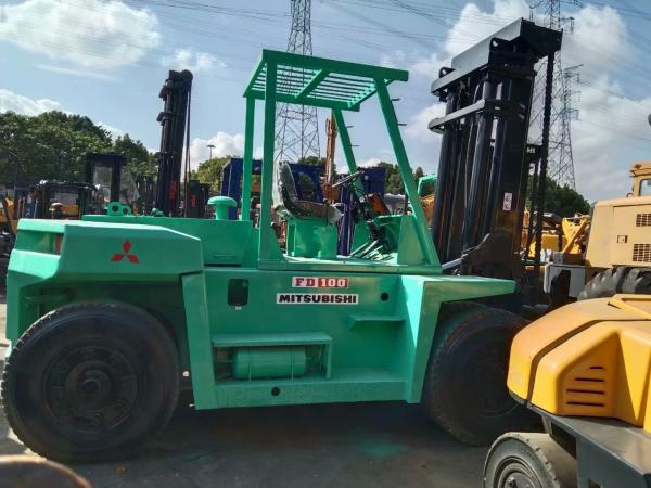 FD100 Used MITSUBISHI Forklift 10T Capacity Low Hours for Logistics Centers