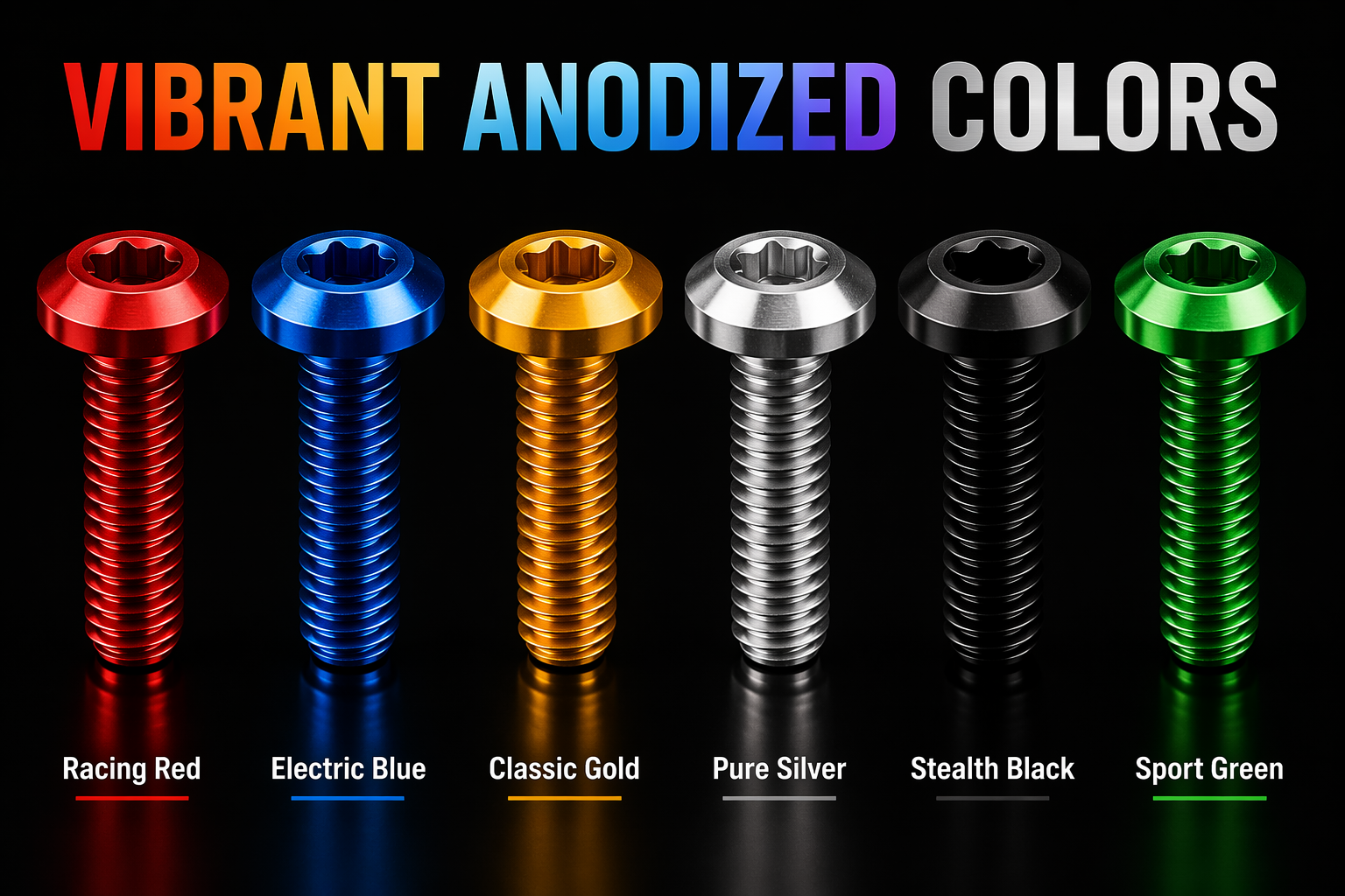 Colored Anodized Aluminum Torx Chamfer Button Head Bolts, Plum Blossom Socket Machine Screws, Light Alloy Fasteners Hardware for Motorcycle Scooter Motorbike Modification, Multiple Colors Custom Lengt