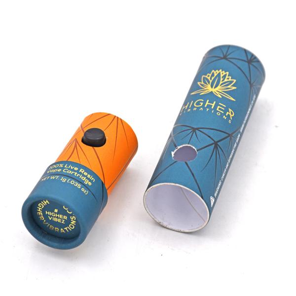 Custom Vape Cartridge Cardboard Tube Packaging With Child Lock