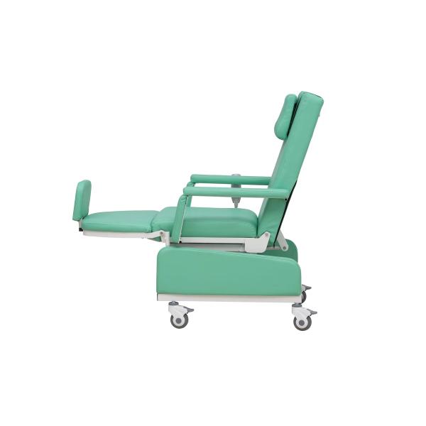 Больница покрасила стальное руководство стула гемодиализа PVC кожаное зеленое