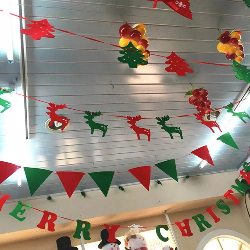 Home Decoration Merry Christmas Party Crafts Felt Banner Flag Customized Size