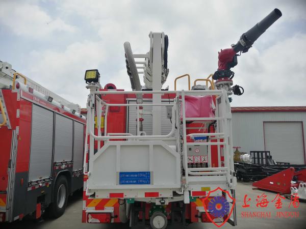 Escada aérea para caminhão de bombeiros com alcance de pulverização de 25m e 60m com plataforma de aço inoxidável