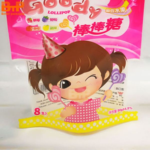 Food Grade Custom Printed Pouch Three Side Sealed Mylar Plastic Packaging Bags for Lollipop Candy Bar Sugar Mashmallow 3.5g 50g 100g