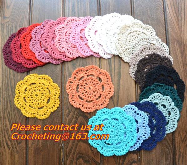 Household Handmade Flower Crochet Doilies, Round Cup Mat Pad, Coaster Placemats, doily