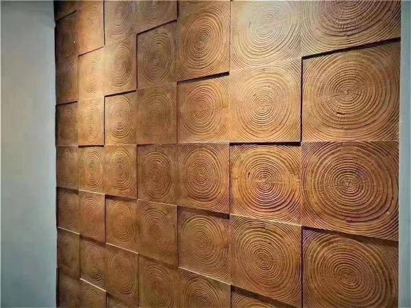 Polyurethane Tree Ring Wood Brown Cultured Stone Brick 1160x300x30mm
