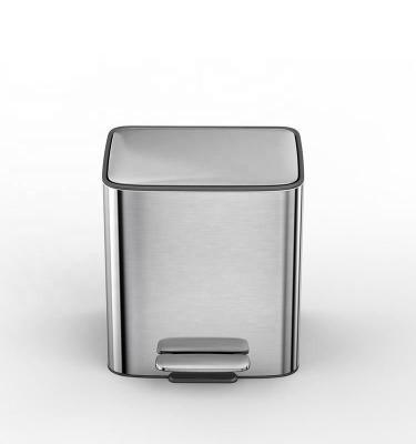 Silver Rolling Cover Type 11.5L*2 Stainless Steel Soft Close Square Pedal Trash Bin for Recycling and Garbage Collection