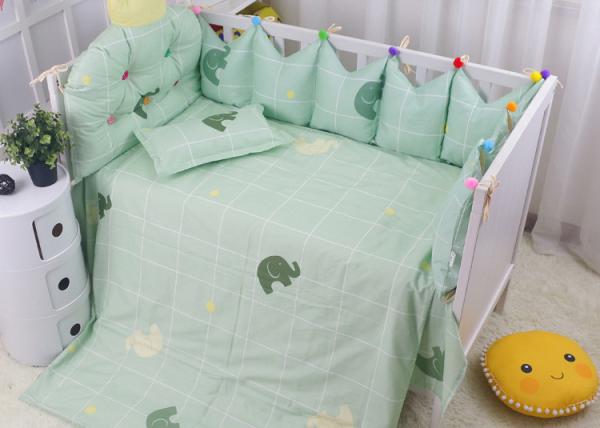 Green Elephant Unique Girl Baby Bedding Sets 100% Cotton Bed Reducer Size Adjustable