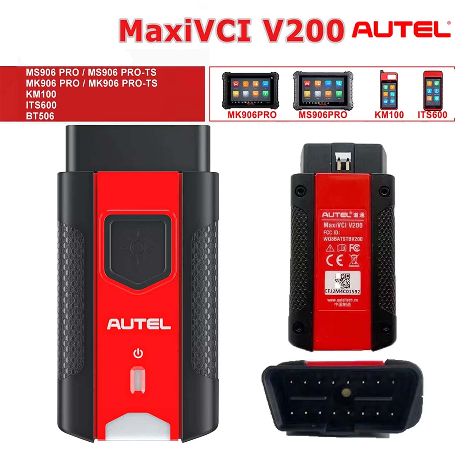 Autel MaxiVCI V200 Bluetooth используется с диагностическими планшетами MS906 PRO и ITS600