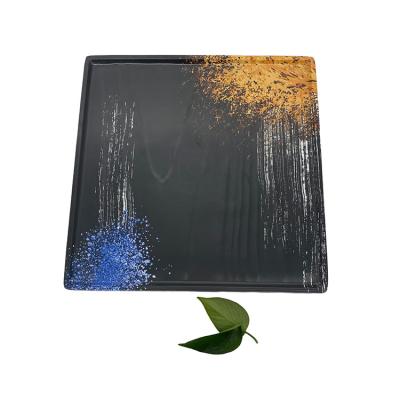 Square Melamine Outdoor Plates Matte Camping Picnic Melamine Plates 12''