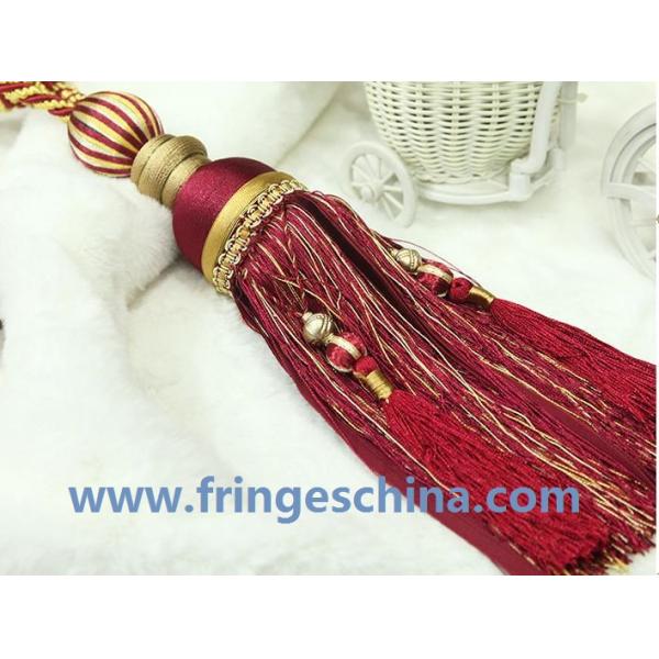 Wholesale custom long tassel fringe trimming for curtain attractive tieback hanging ball