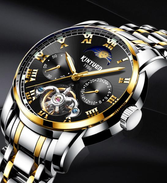 Luxury Mechanical Wrist Watch Tourbillon  Automatic Movement Mens Skeleton Moon Phase Automatic Mechanical Watch