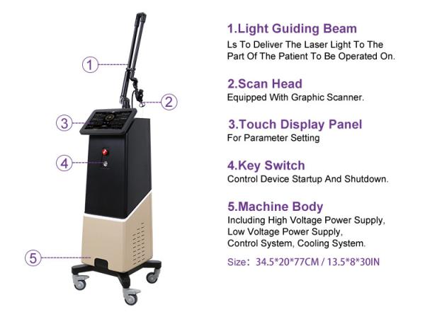 ZGV13-03 2024 Powerful Ultra 10600nm Co2 Fractional Laser Wrinkle Remover Skin Resurfacing Machine