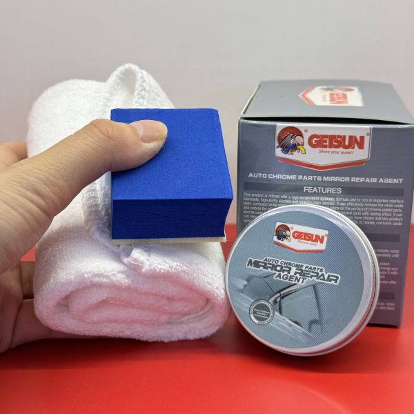 GETSUN Car Chrome Repair Agent Restore Lustre Chrome Plated Grinding Paste with Sponge Vehicle Maintenance