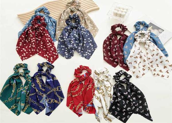 Ponytail printing logo knot streamer large-sized scrunchie chain link snow hair band two in one headscarf available