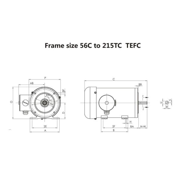 Мотор 3PH 56C 1HP 1745rpm TEFC нержавеющей стали предохранения от NEMA IP66