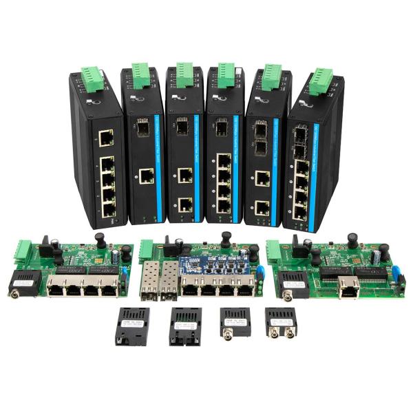 5 портов Гигабитный Ethernet переключатель SFP Волокно промышленное Неуправляемый Din Rail CE без вентилятора