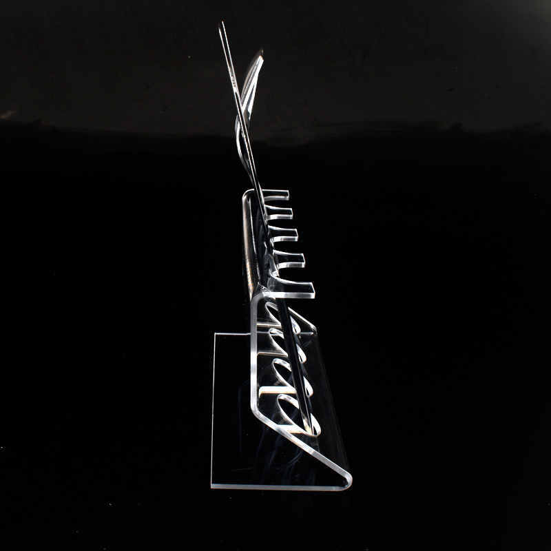 Double Tiers Transparent Acrylic Display Stand Standing Type for Cutlery and Tableware Soup Spoon Base Exhibition