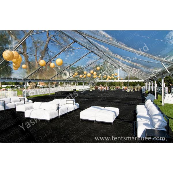 Beautiful Transparent Fabric clear top tent rental , outdoor party tents Decorated with Lantern