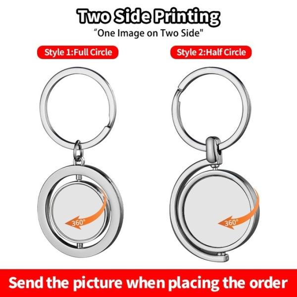 Personalized Rotary Photo Keychain Double Sided 360 Rotating Sublimation Blanks Metal Key Chain  Keyring