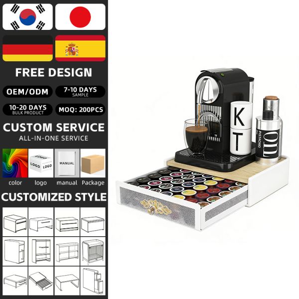 NEW 24 Dolce Gusto Iron Basket Metal Storage Box Rack of Coff Machine Stand Pod Coffee Capsules Storage Bucket Cabinets Drawer
