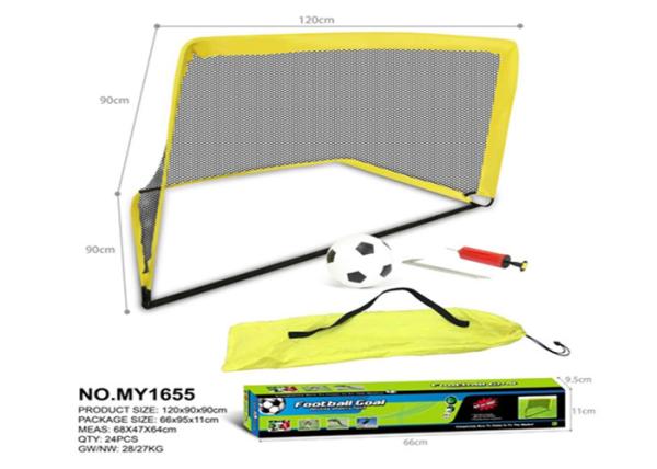 120 CM Foldable Pop Up Soccer Goal Set Children's Play Toys W / Carry Bag Yellow
