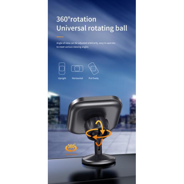 Magnetic Charging Mobile Phone Car Holder 15w Wireless Car Charger Mount Auto-sensing Car Phone Holder