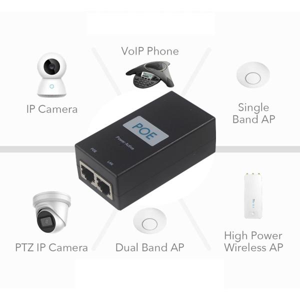 24V 0.5A 12V 1A POE Injector Adaptador para CCTV IP Camera