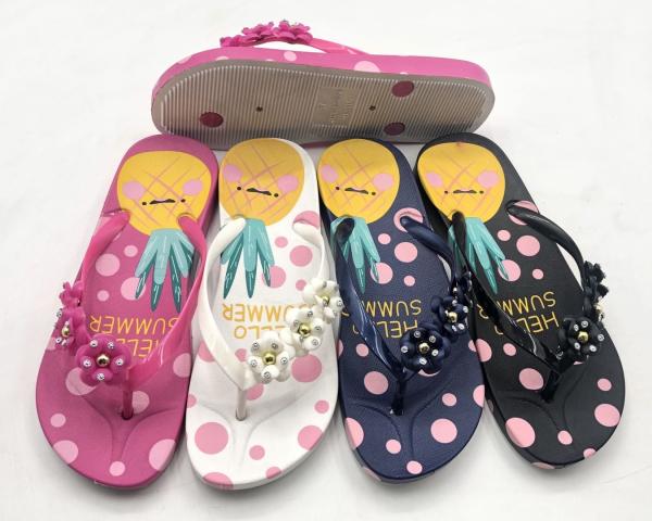 Printed Skid Proof PVC Foam Footbed Flip Flops For Women