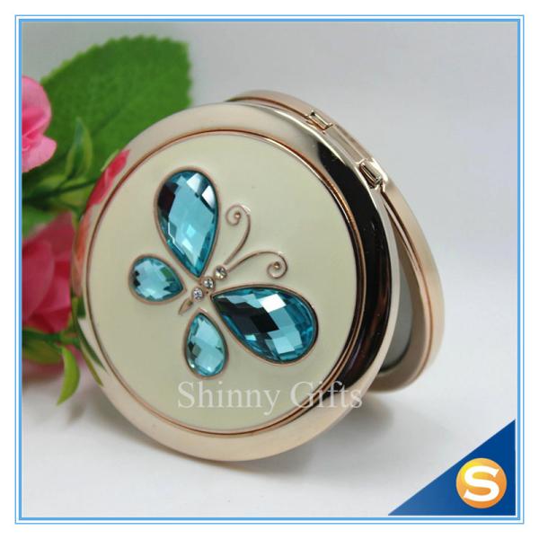 Shinny Gifts Fashionable Fancy Butterfly Design Folding Double Sides Metal Pocket Mirror