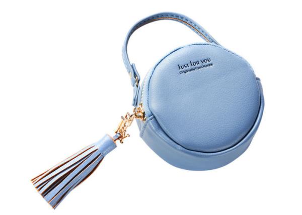 Small Round Pu Leather Bag Fashion Hand Take Change Card Package With Tassel