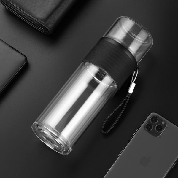 Lightweight Clear Double Wall Glass Tea Infuser Bottle Tumbler With Filter