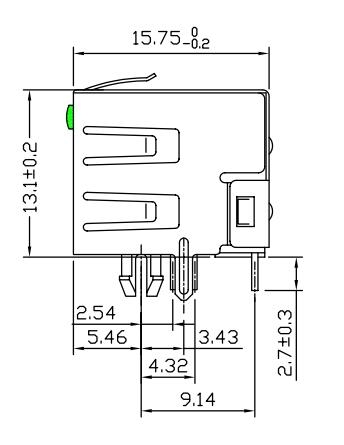 Плата порта LPJE101AWNL PCB FR4 RJ45 модульного Джек 1X1 вверх по пальцу EMI СИД