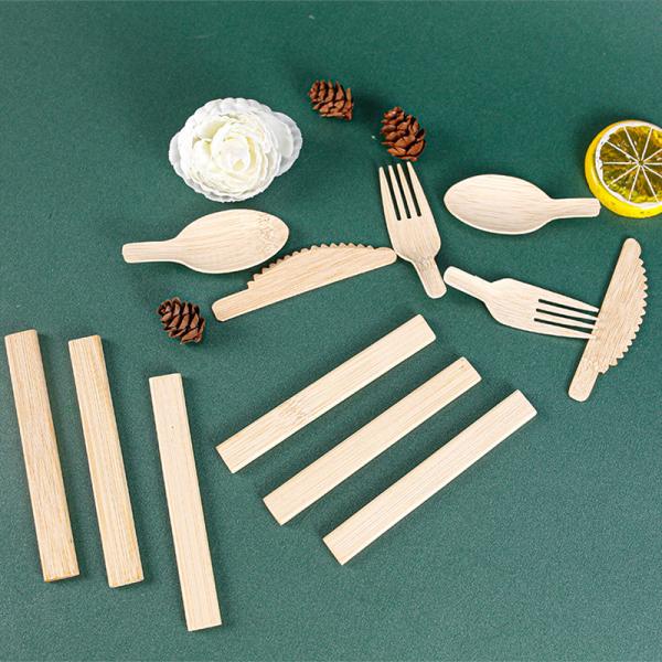 25Pcs Disposable Natural Bamboo Picnic Forks Knives