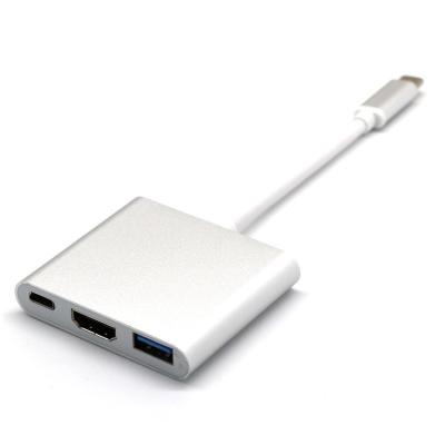 estação de ancoragem de alumínio do cabo USB3.1 do adaptador de 4K Shell Three In One HD