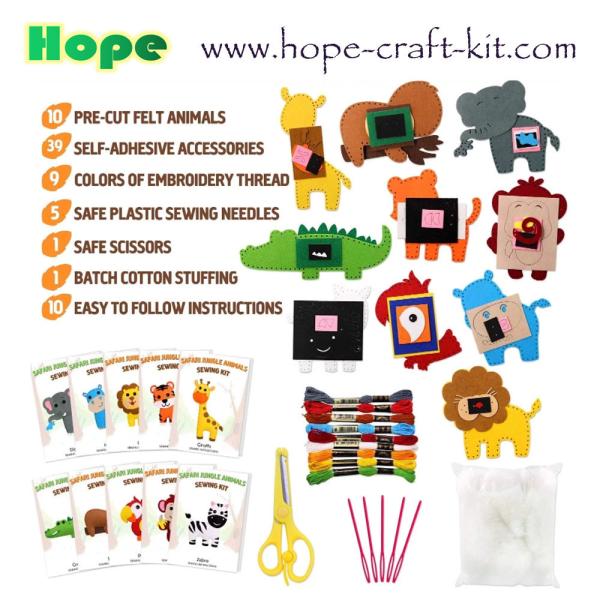 Felt Nonwoven Cloth Sewing with Safe Plastic Niddles for Kids Children Creative DIY handcraft Animals Bags OEM ODM