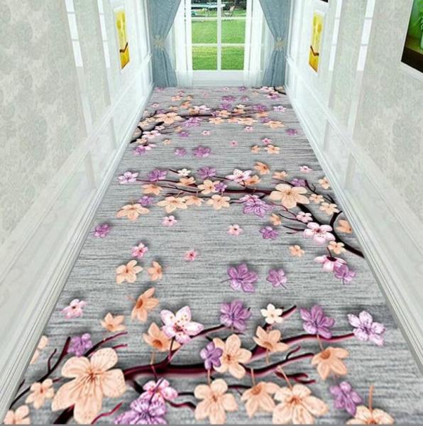Impressão 3D Flores Tapete comercial de piso Corredor de entrada Escada Tapete de hotel