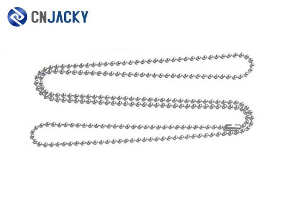 Polish Silver Stainless Steel Ball Chain , Durable Beaded Dog Tag Chain