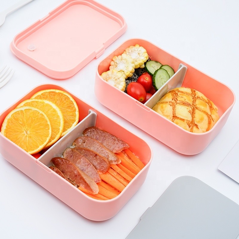 2000ml Plastic Food Grade Original Kids Stackable Lunch Bento Box Set with Bag