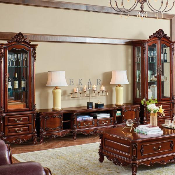 1 and 2 Door Antique Cupboard Wooden Glass Cabinet OY-JG01