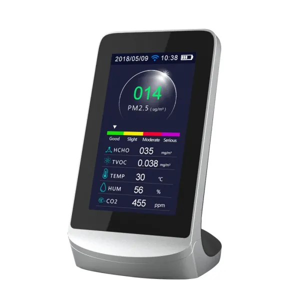 WiFi Connect Tuya APP Multi Function Air Quality Monitor for CO2 PM2.5 HCHO TVOC