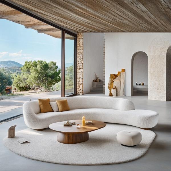 NO Inflatable Modern Design Sectional Sofa Set With Corner Style And Curved Modular Velvet Fabric