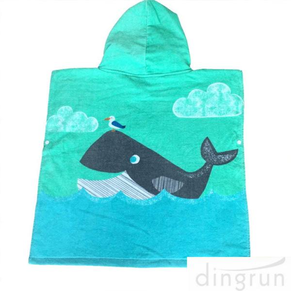 Cute Dolphin Hooded Poncho Beach Towel Reactive Printed For Girls & Boys