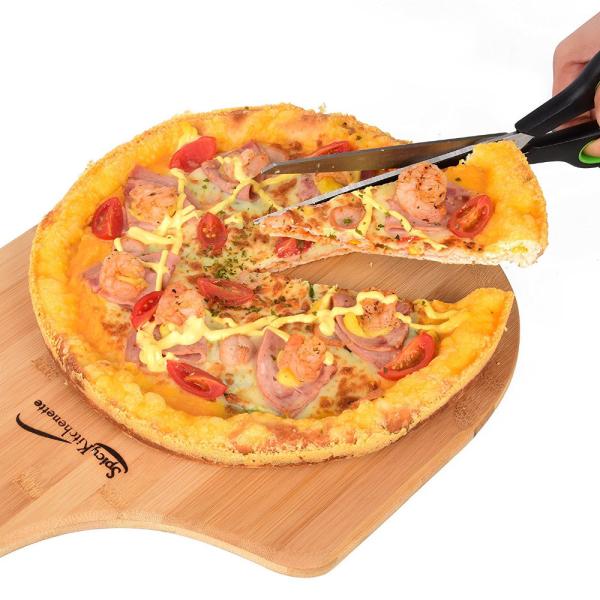 High-Grade Pizza Peel Pizza Paddle with Pizza Scissors Cutting Board for Cheese, Meat & Veg