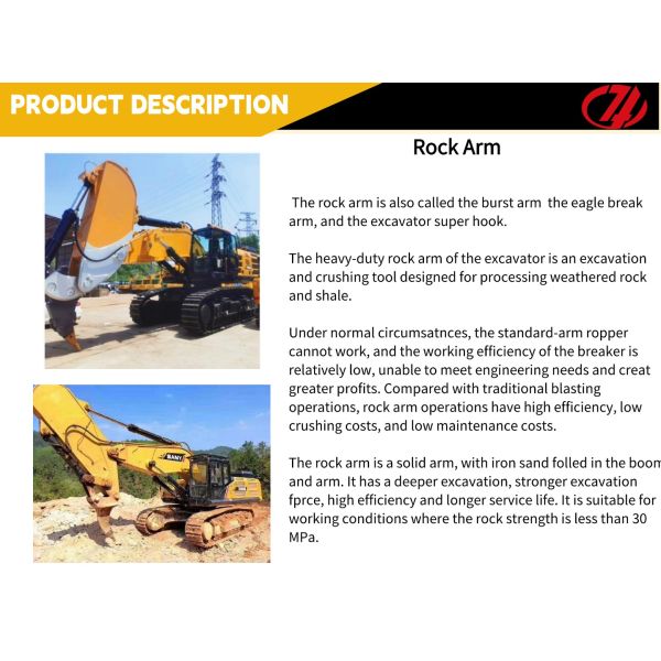 Mining Construction Work Excavator Rock Arm Rock Boom Burst Arm with Ripper for Rock Breaking