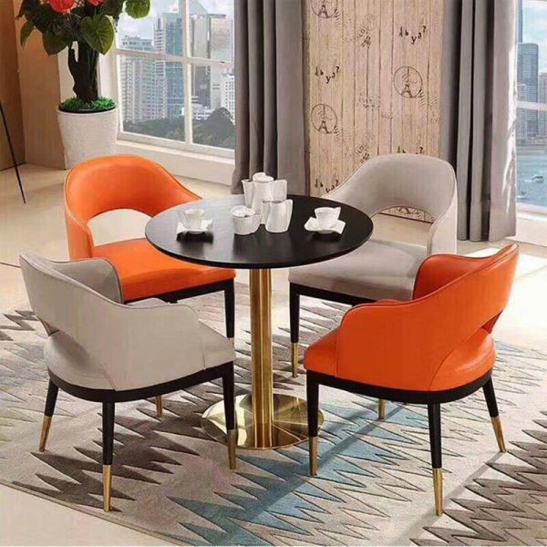 Light Luxury Dining Chairs Solid Wood Armchair Restaurant Cafe Negotiation Leisure Chair