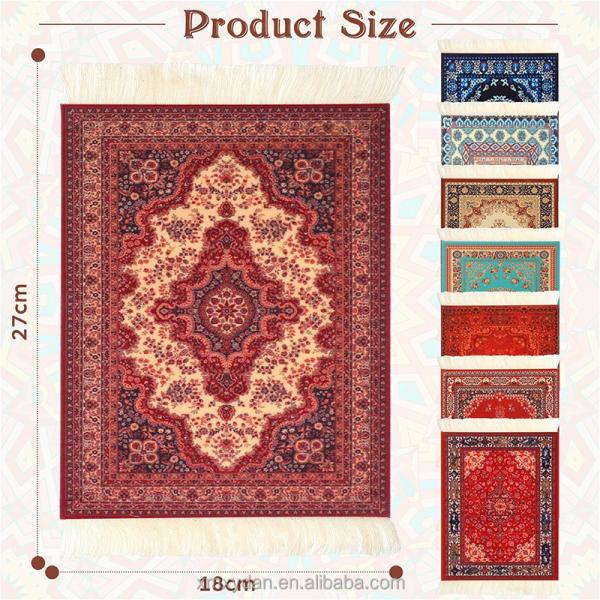 Retro Style Carpet Pattern Mouse Pad with Customizable Thickness and Mini Woven Rug Mat